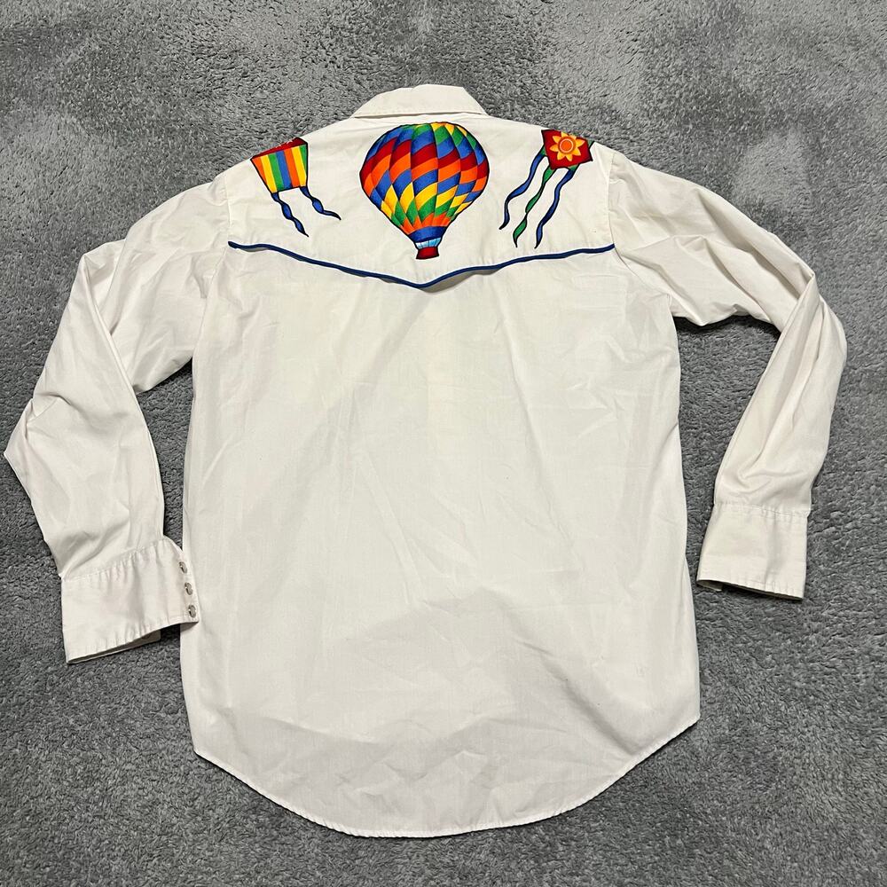 Vintage Malco Modes Shirt Mens 16 /35 Pearl Snap Western Novelty Folk Balloon
